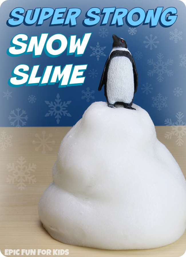 Super Strong Snow Slime Recipe: this snow slime has the coolest texture! Strong, stretchy, and almost puffy, it holds its shape longer than you'd expect.