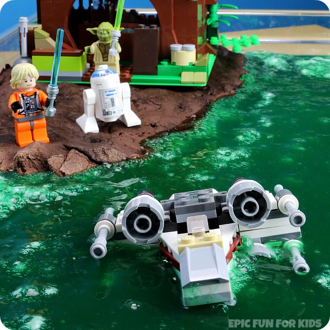 Yoda's Swamp Bubbling Slime Small World: a fun Lego Star Wars science activity that bubbles for hours and hours!