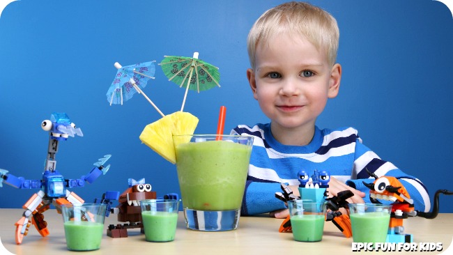 Coconapple Smoothies: yummy green smoothies for kids to help make, inspired by one of the mixed-up foods the Lego Mixels love!